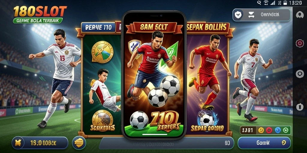 Screenshot gameplay 180SLOT yang mendebarkan dengan tema sepak bola.