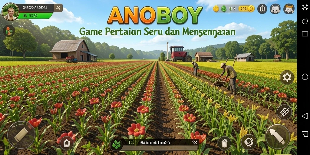 Screenshot ANOBOY menampilkan aktivitas bertani yang seru dan interaktif.