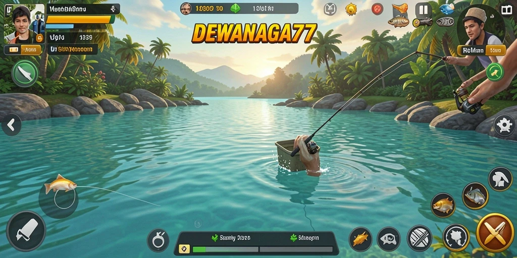 Screenshot menampilkan gameplay memancing yang seru di DEWANAGA77.