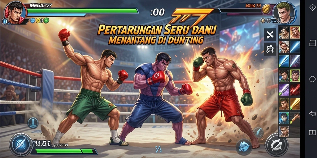 Tampilan gameplay MEGA777 yang mendebarkan saat bertarung.