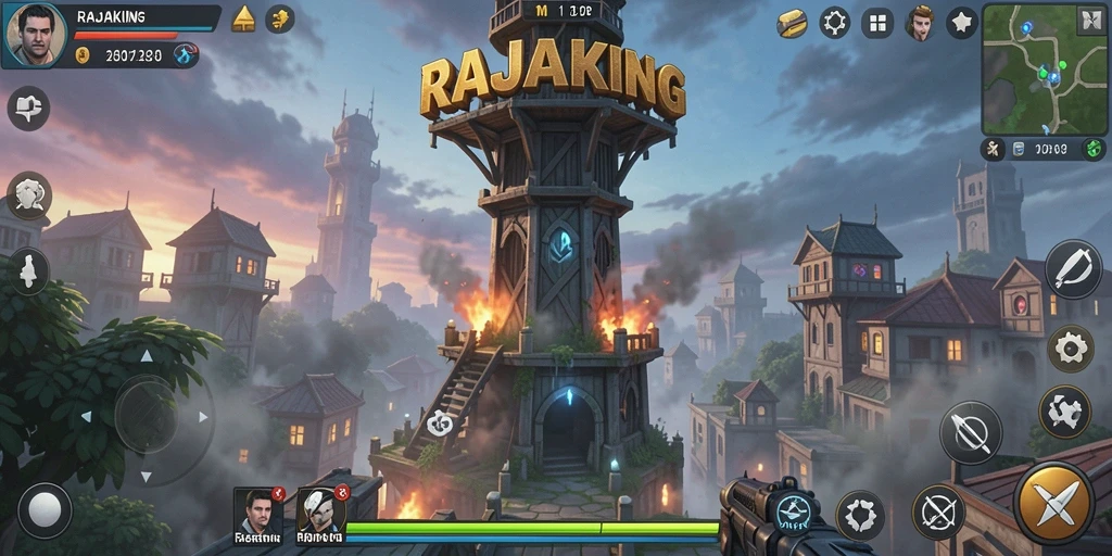 Screenshot dari gameplay menara pertahanan yang intens dan menarik.